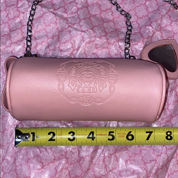 VINTAGE Juicy Couture Y2K PINK MINI BARREL BAG BARBIE BABY PINK LEATHER BAG - Picture 12 of 14